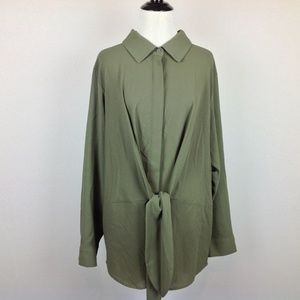 Inc Top Womens 3X Army Green Stretch